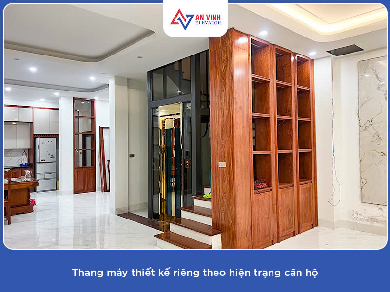 Thang máy thiết kế riêng theo hiện trạng căn hộ