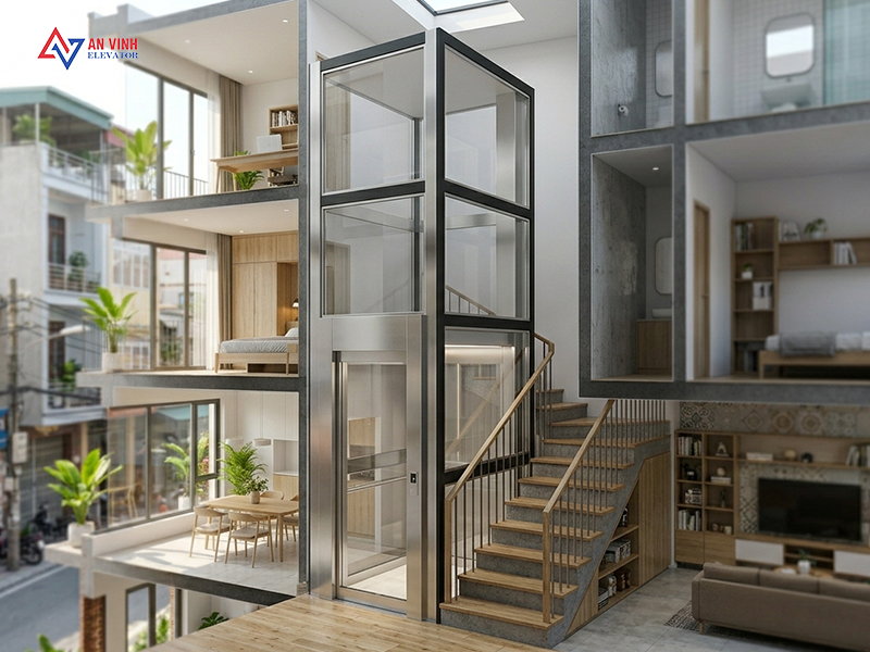 Loại thang máy phù hợp cho nhà phố 4 tầng