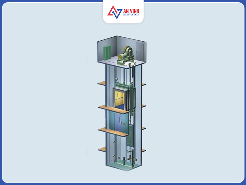 Kích thước thang máy 450kg có phòng máy