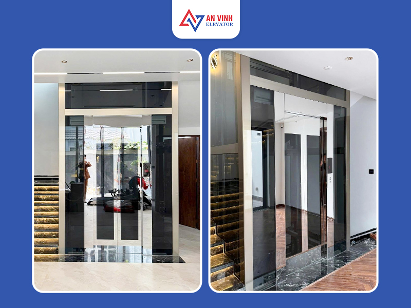 Thang kính viền inox gương trắng