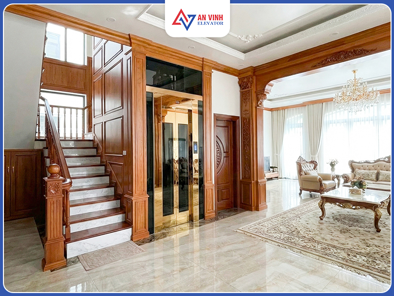 Thang kính viền inox gương đồng