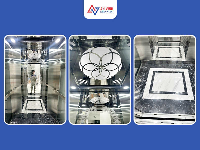 Thang máy kính inox sọc nhuyễn