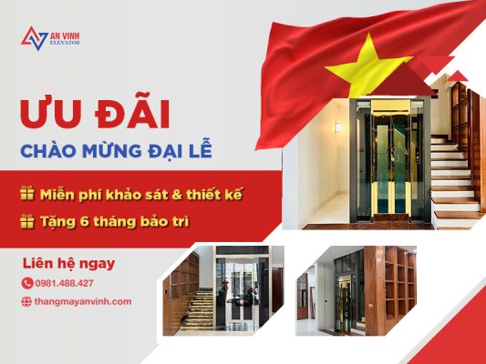 Ưu đãi chào mừng đại lễ - Miễn phí khảo sát, thiết kế & tặng 6 tháng bảo trì thang máy